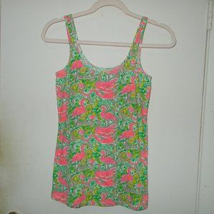 Lilly Pulitzer Tabbie Flamingo Tank Top Multi Color Size Extra Small